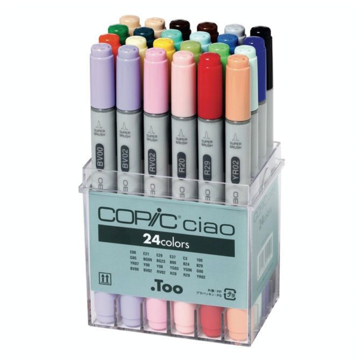 Marqueur à alcool double-pointe Ciao Set 24 couleurs - Copic - Rougier et Plé