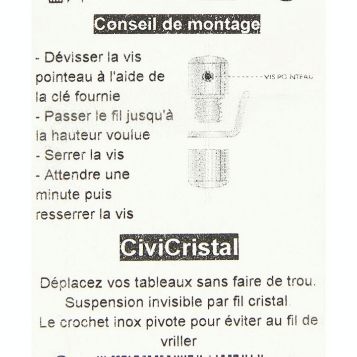 Suspenseur de fil de cimaise 10 kg 2 pcs - CiviC - Rougier et Plé
