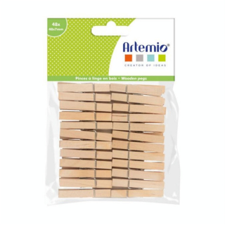 Pince à linge en bois 7 x 48 mm 48 pcs - Artemio - Rougier et Plé