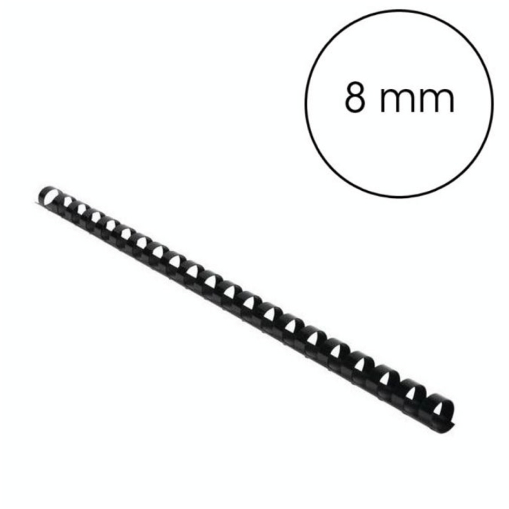 Peigne de reliure plastique Noir A4 Ø 8 mm 25 pcs - Gbc - Rougier et Plé