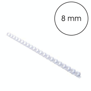 Peigne de reliure plastique Blanc A4 Ø 8 mm 25 pcs - Gbc - Rougier et Plé