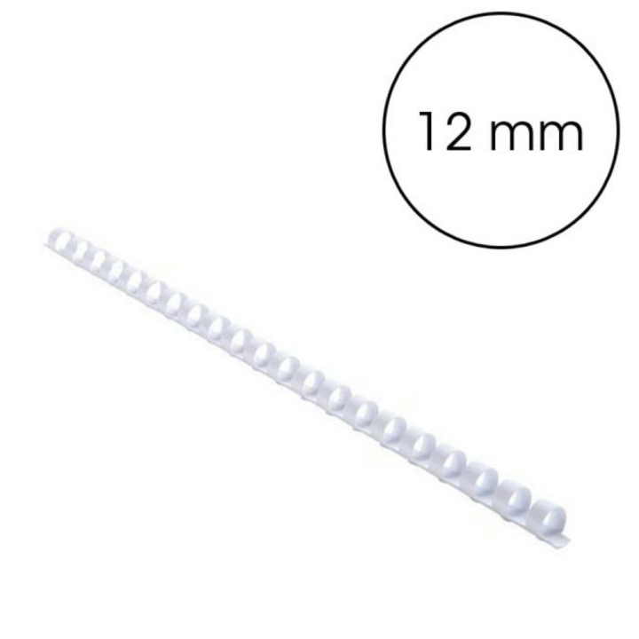 Peigne de reliure plastique Blanc A4 Ø 12 mm 21 pcs - Gbc - Rougier et Plé