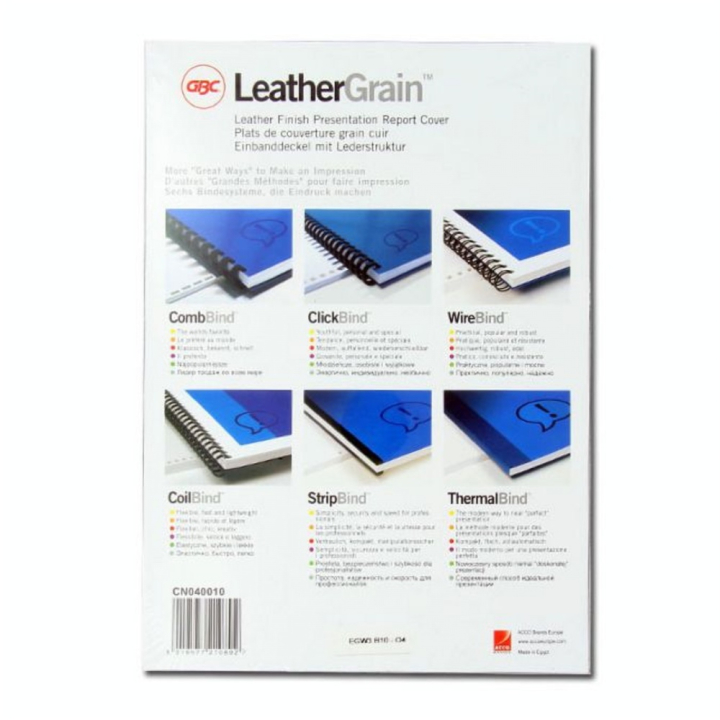 Plat de couverture Grain cuir A4 250 g/m² Noir 25 pcs - Gbc - Rougier et Plé