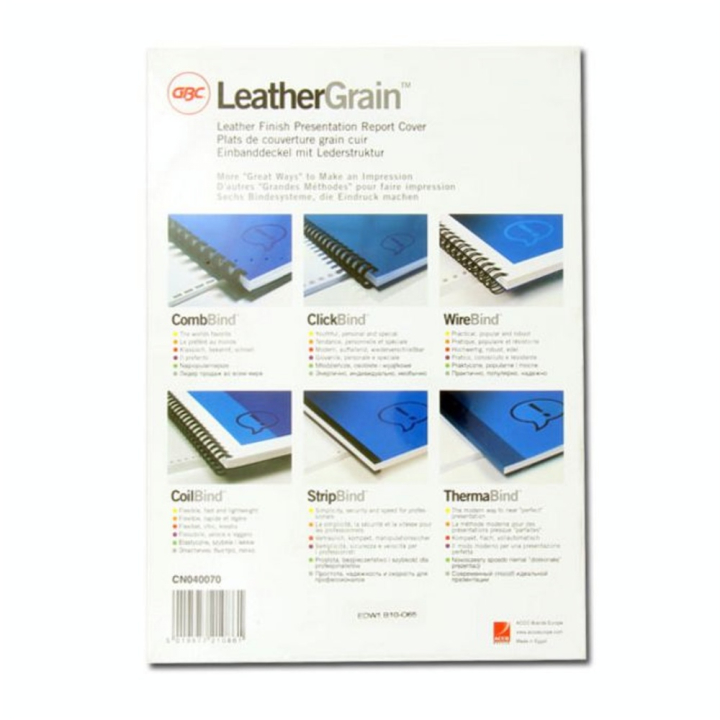 Plat de couverture Grain cuir A4 250 g/m² Blanc 25 pcs - Gbc - Rougier et Plé