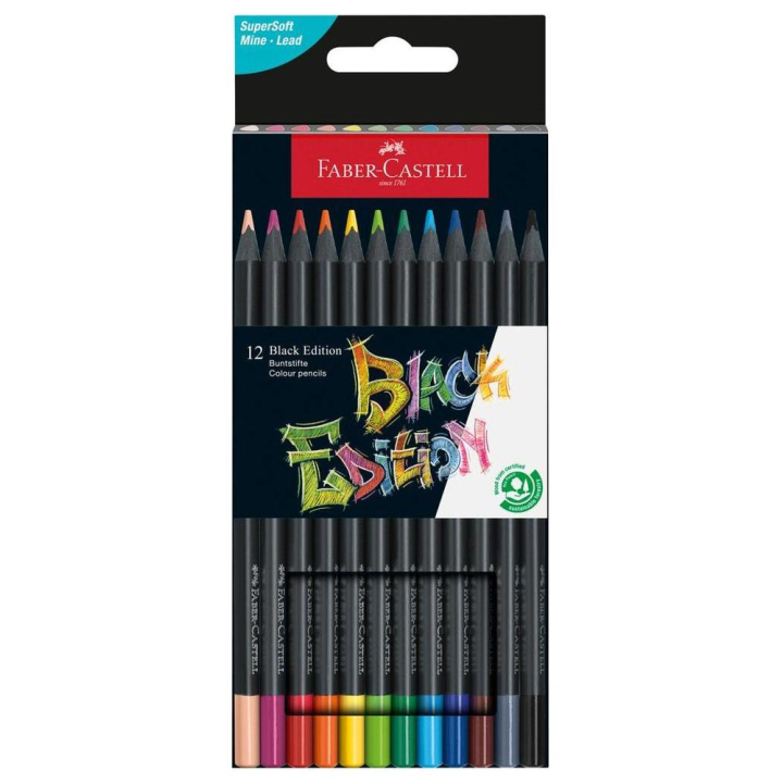 Crayons de couleurs Black edition 12 pcs - Faber-Castell - Rougier et Plé