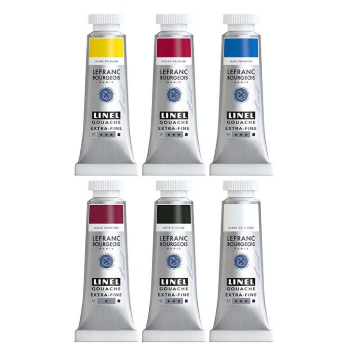 Gouache extra-fine Set couleurs primaires 6 x 14 ml - Linel - Rougier et Plé