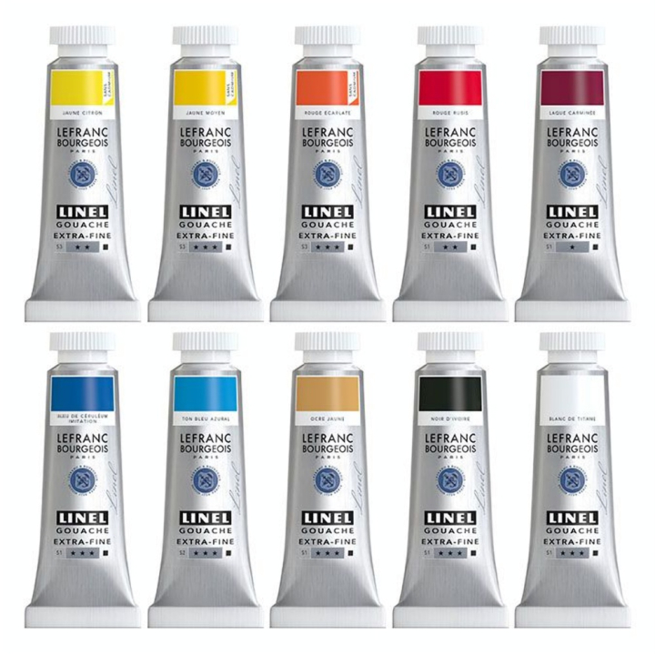 Gouache extra-fine Set Doubles primaires 10 x 14 ml - Linel - Rougier et Plé