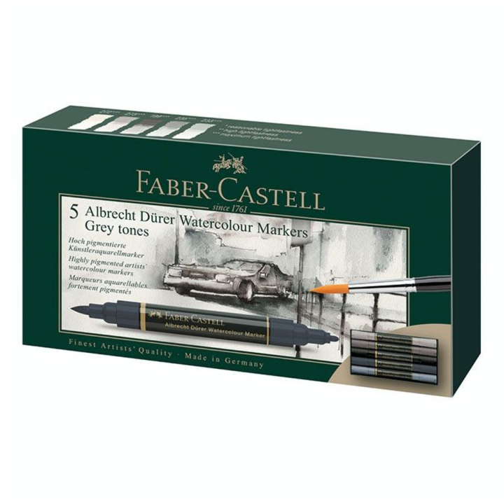 Marqueur aquarellable Albrecht Dürer Set 5 feutres Gris - Faber-Castell - Rougier et Plé