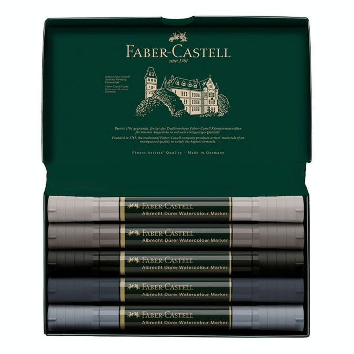 Marqueur aquarellable Albrecht Dürer Set 5 feutres Gris - Faber-Castell - Rougier et Plé