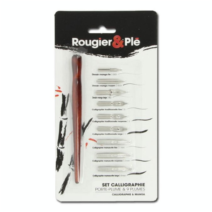Porte-plume & 9 plumes Set Calligraphie & Dessin - Rougier&Plé - Rougier et Plé