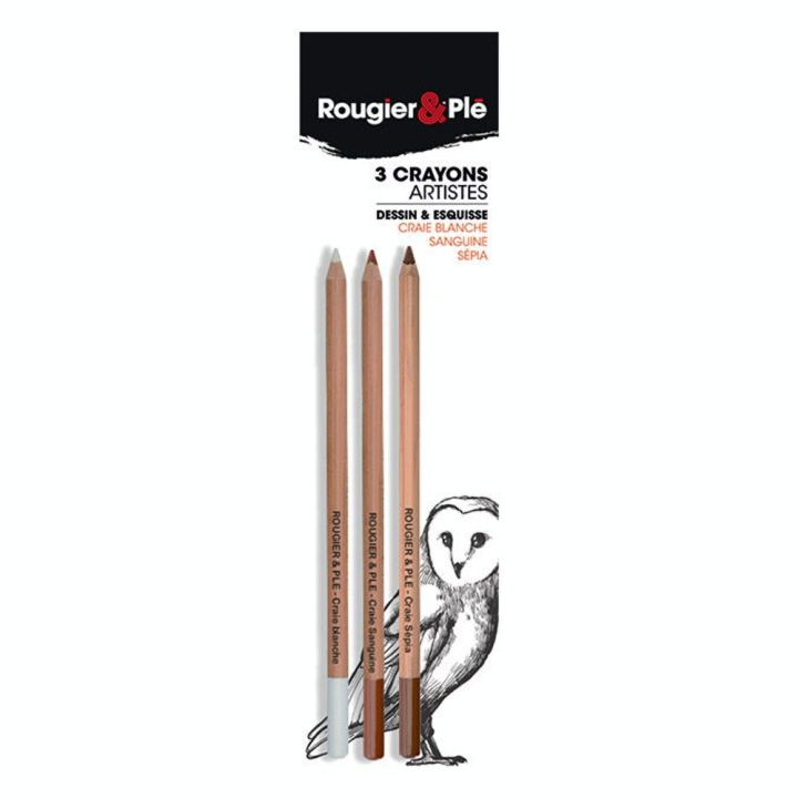 Crayon esquisse Set Sanguine - Sépia - Blanc - Rougier&Plé - Rougier et Plé