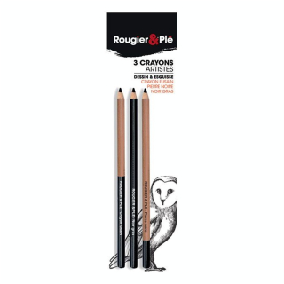 Crayon esquisse Set Pierre noire et fusain 3 pcs - Rougier&Plé - Rougier et Plé