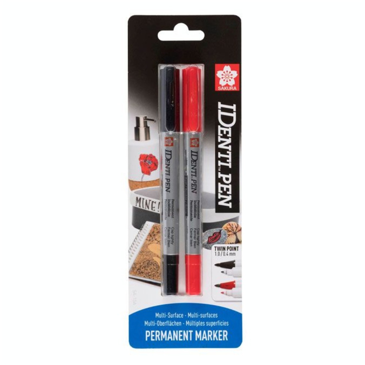 Marqueur permanent IDentiPen Set Noir + Rouge - Sakura - Rougier et Plé