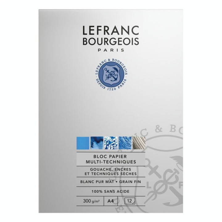 Bloc papier Multi-Techniques 300 g/m² A4 12 feuilles - Lefranc Bourgeois - Rougier et Plé