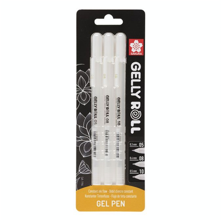 Stylo gel Gelly Roll Blanc 05 - 08 - 10 - Sakura - Rougier et Plé
