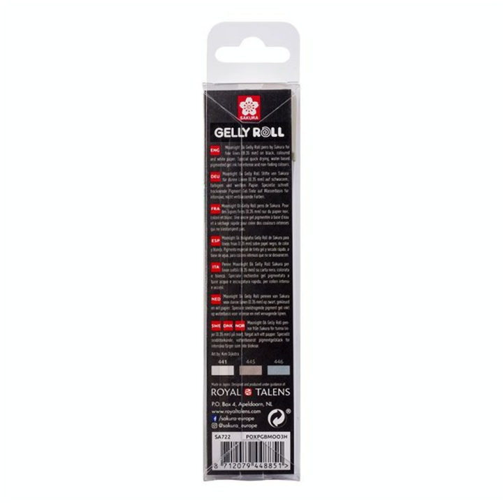 Stylo gel Gelly Roll Set gris Moonlight 06 - 0.35 mm x 3 pcs - Sakura - Rougier et Plé