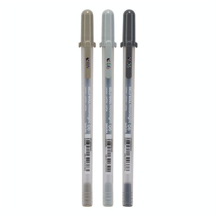 Stylo gel Gelly Roll Set gris Moonlight 06 - 0.35 mm x 3 pcs - Sakura - Rougier et Plé