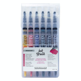 Pinceau à réservoir d'encre Brush Set Irisé 6 couleurs - Sennelier - Rougier et Plé