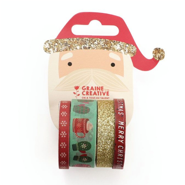 Bande adhésive décorative thème Noël 4 pcs - Graine Créative - Rougier et Plé
