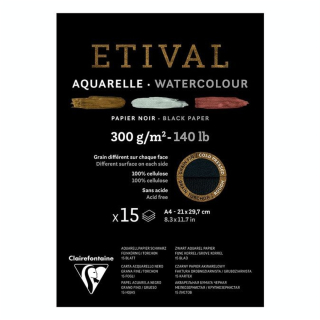 Bloc papier aquarelle Etival Noir grain fin et torchon 300 g/m² - Clairefontaine - Rougier et Plé