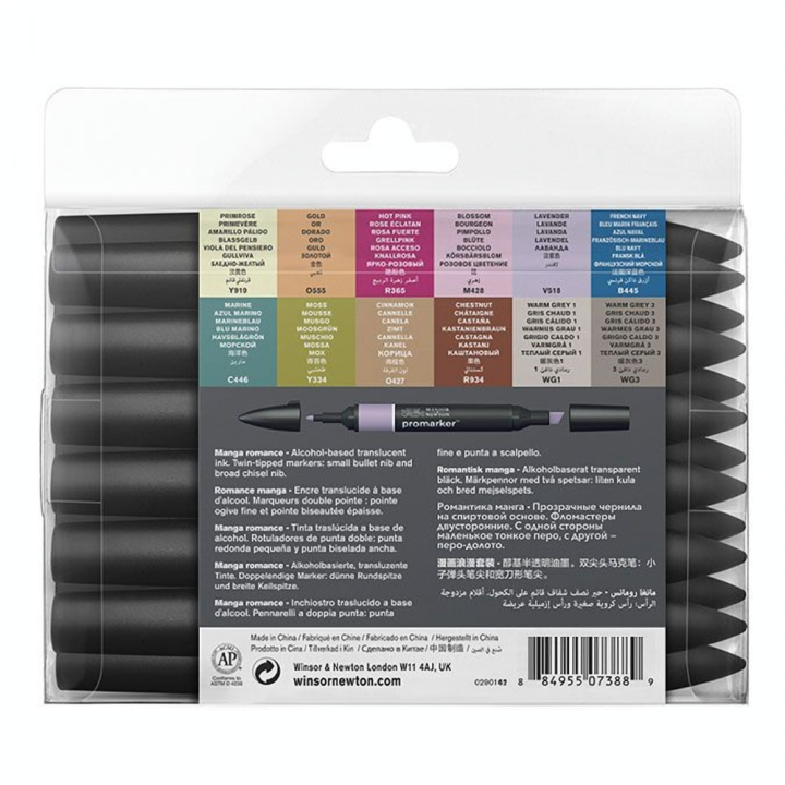 Marqueur Promarker Set Romance manga 13 pcs - Winsor & Newton - Rougier et Plé