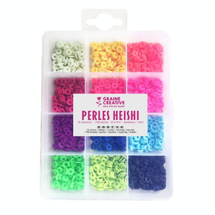 Perle rondelle Heishi 6 mm Mix couleurs Fluorescentes - Graine Créative - Rougier et Plé
