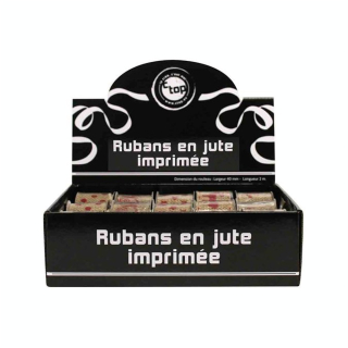 Ruban en jute motif imprimé Noël rouge 40 mm x 2 m - CTOP - Rougier et Plé