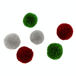 Pompons en laine Rouge Vert Gris 20 pcs - CTOP - Rougier et Plé