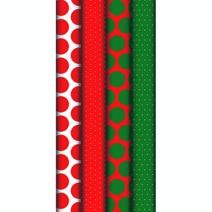 Papier cadeau Pois Rouge Vert rouleau 2 x 0,7 m - Clairefontaine - Rougier et Plé