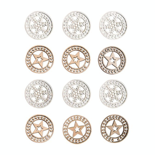 Miniature en bois Étoile + Flocon Ø 3.2 cm 12 pcs - Rayher - Rougier et Plé
