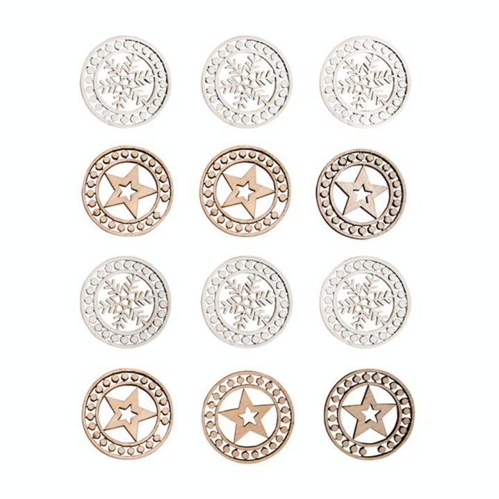 Miniature en bois Étoile + Flocon Ø 3.2 cm 12 pcs - Rayher - Rougier et Plé