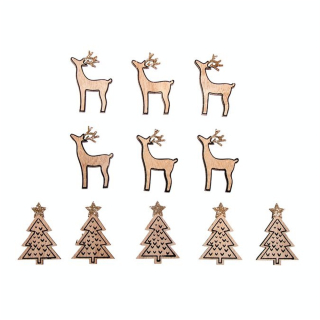 Miniature en bois Sapin et Cerf 3 x 4.5 cm 10 pcs - Rayher - Rougier et Plé