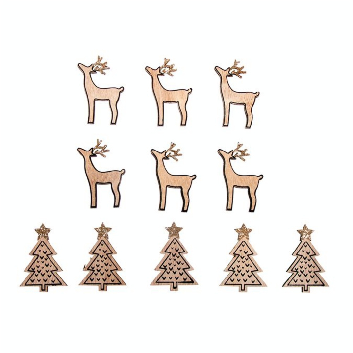 Miniature en bois Sapin et Cerf 3 x 4.5 cm 10 pcs - Rayher - Rougier et Plé