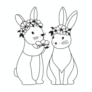 Tampon bois Lapins 7,6 x 6,4 cm - Artemio - Rougier et Plé