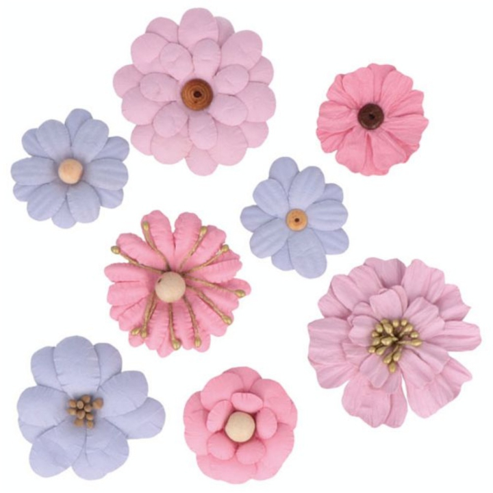 Fleurs en papier avec perles x 8 pces - Artemio - Rougier et Plé