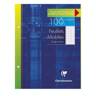 Feuillet mobile petits carreaux Q.5x5 17 x 22 cm 50F - Clairefontaine - Rougier et Plé