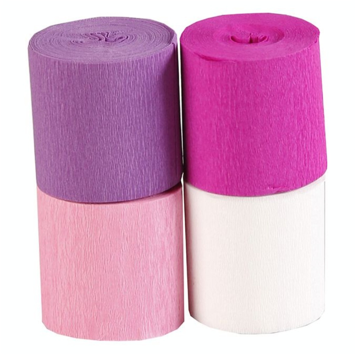 Bandes de papier crépon ignifugé Assortiment Rose 5 cm x 10 m 4 pcs - Clairefontaine - Rougier et Plé