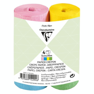 Bandes de papier crépon ignifugé Assortiment Printanier 5 cm x 10 m 4 pcs - Clairefontaine - Rougier et Plé