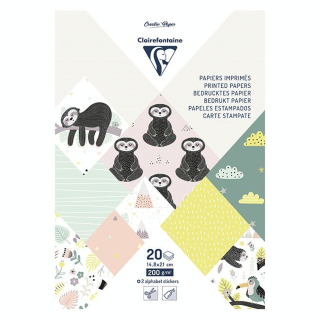 Bloc de papier imprimé Paresseux A5 20 feuilles - Clairefontaine - Rougier et Plé