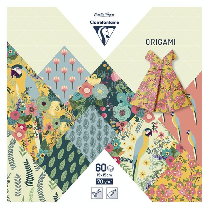 Papier origami Kiribati 60 feuilles 15 x 15 cm - Clairefontaine - Rougier et Plé