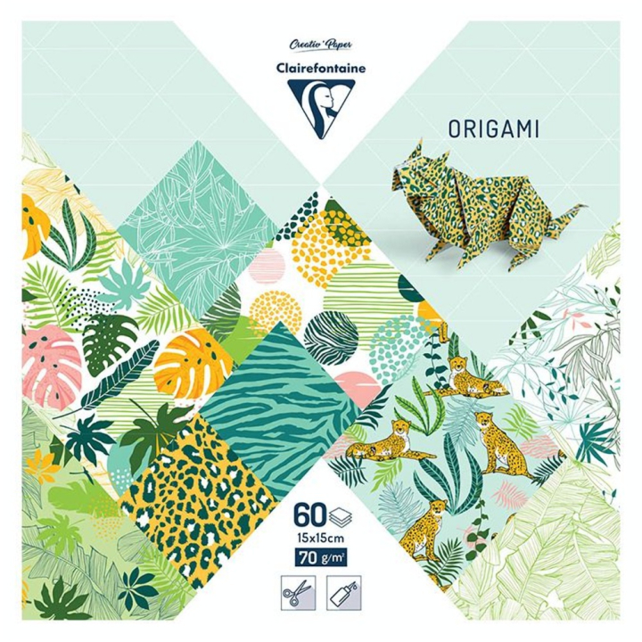Papier origami Fraîcheur exotique 60 feuilles 15 x 15 cm - Clairefontaine - Rougier et Plé