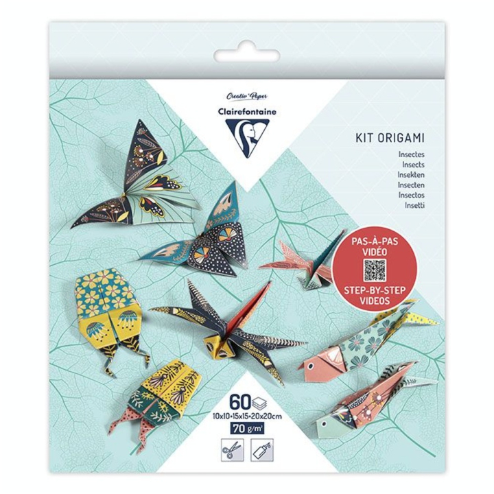 Kit origami Insectes 60 feuilles 3 formats - Clairefontaine - Rougier et Plé
