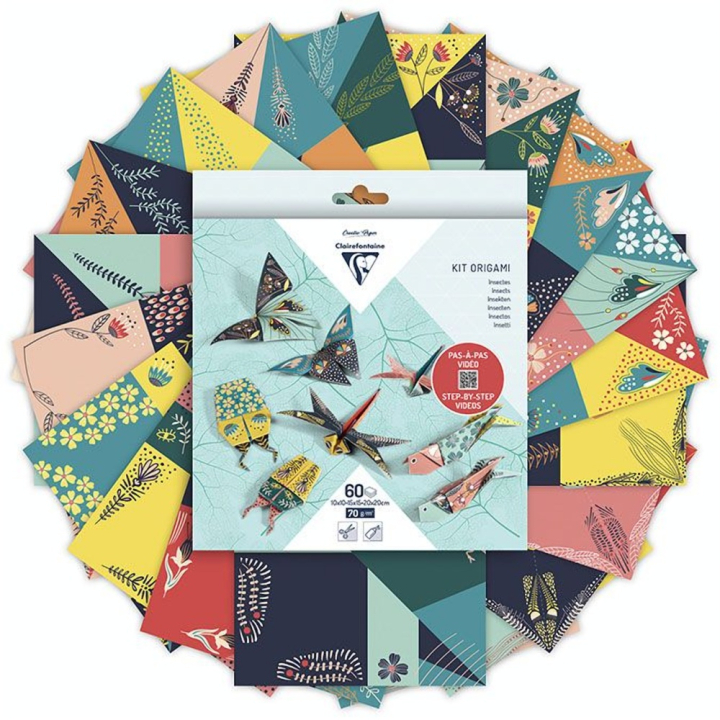 Kit origami Insectes 60 feuilles 3 formats - Clairefontaine - Rougier et Plé