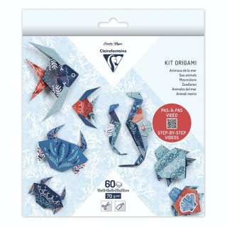 Kit origami Faune marine 60 feuilles 3 formats - Clairefontaine - Rougier et Plé
