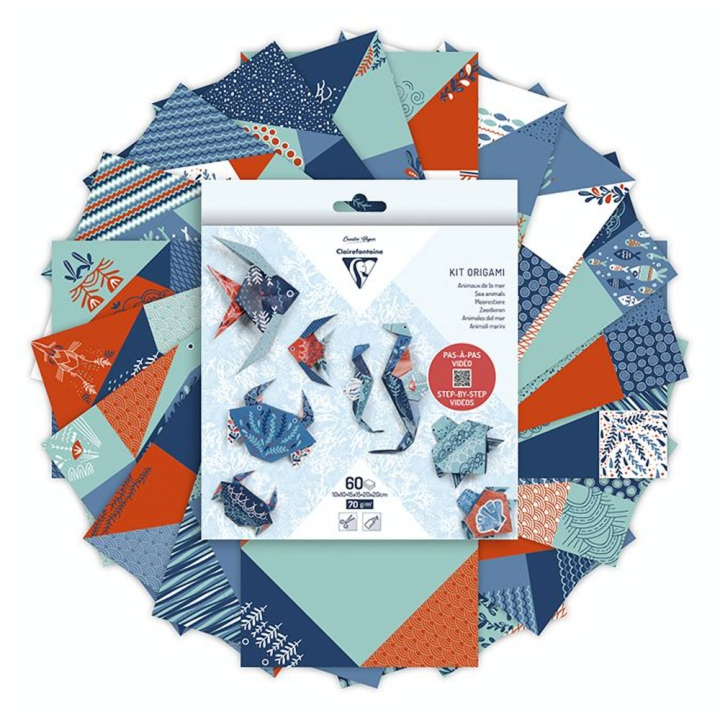 Kit origami Faune marine 60 feuilles 3 formats - Clairefontaine - Rougier et Plé