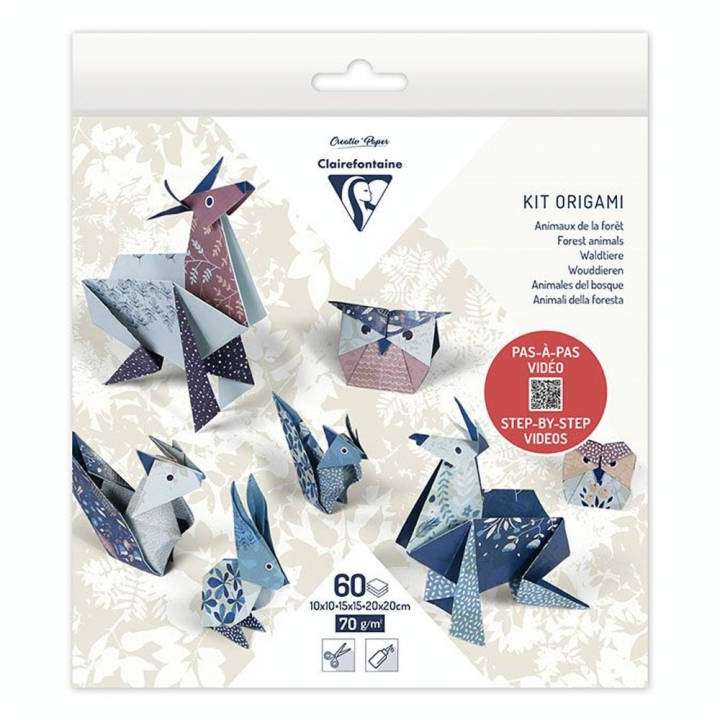 Kit origami Animaux 60 feuilles 3 formats - Clairefontaine - Rougier et Plé