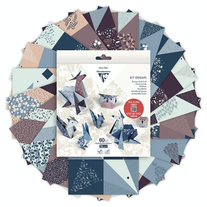 Kit origami Animaux 60 feuilles 3 formats - Clairefontaine - Rougier et Plé