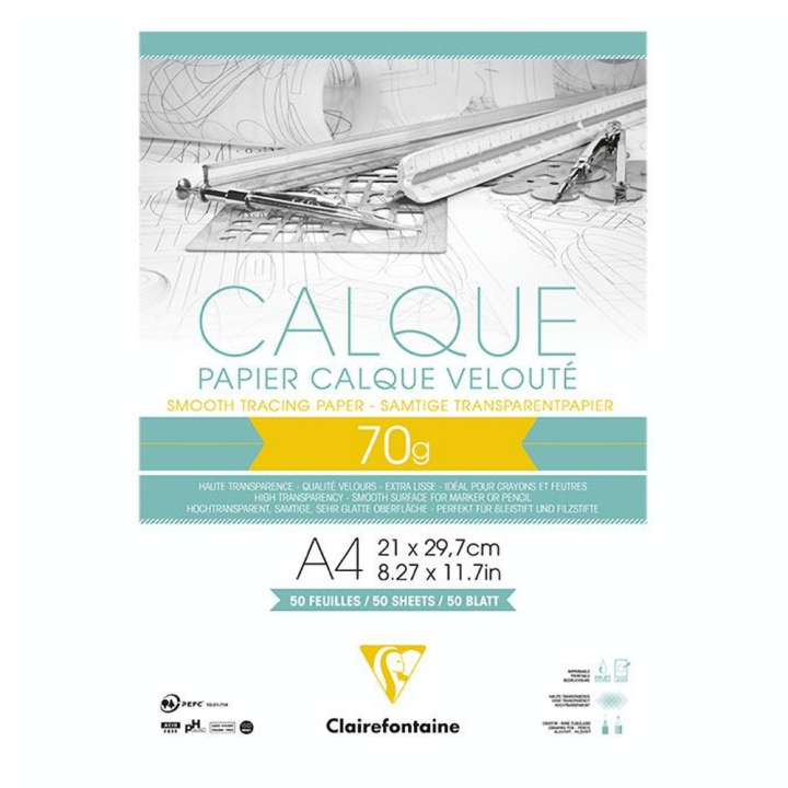Bloc de papier calque 70 g/m² 50 feuilles - Clairefontaine - Rougier et Plé