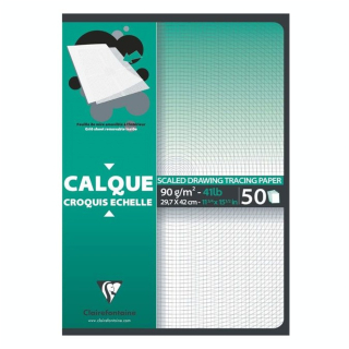 Bloc de papier calque Croquis échelle 92 g/m² 50 feuilles - Clairefontaine - Rougier et Plé