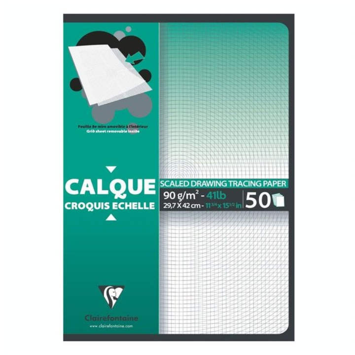 Bloc de papier calque Croquis échelle 92 g/m² 50 feuilles - Clairefontaine - Rougier et Plé